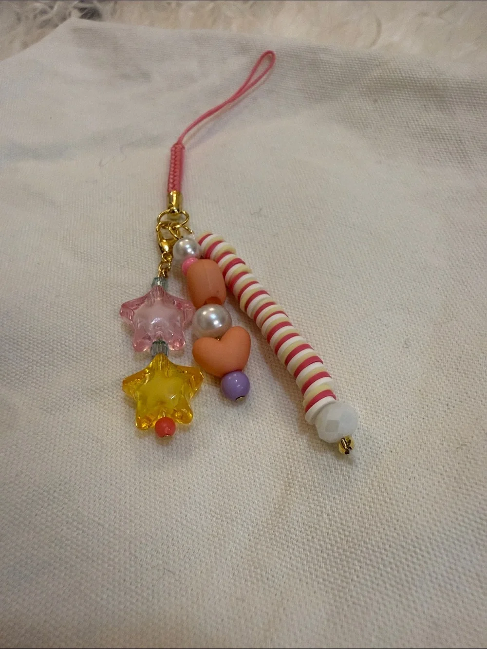 Cute Pink & Yellow Star Strap cell phone Charm